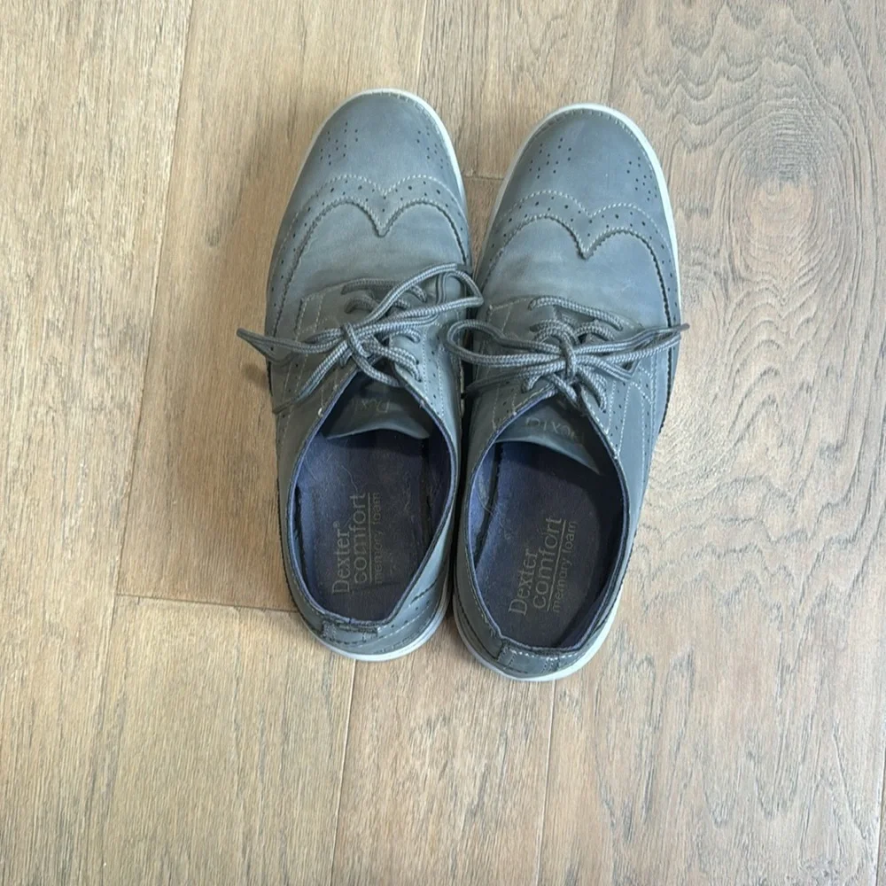 DEXTER Comfort Memory Foam Wingtip Oxfords Men's Size 8 Gray Faux Suede - Picture 3 of 7